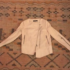 Tibi linen/cotton tan canvas motorcycle jacket